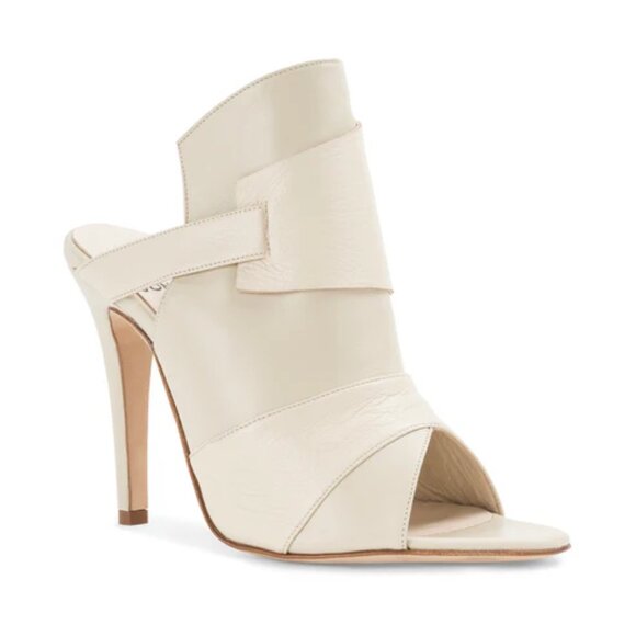 NEW CHRIS DONOVAN Made In Italy Leather Pegasi Heeled Mules in white 1225 18t9 - Picture 4 of 10